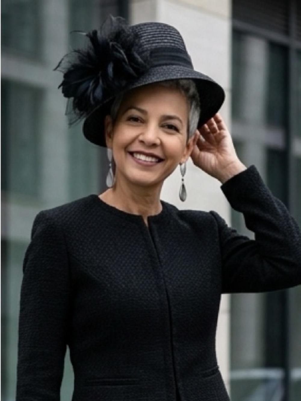 Bellissima Women’s Black Cloche Hat w/ Feather Accent, Polypropylene, One Size